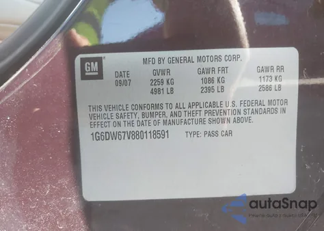 2008 Cadillac Sts V6 z USA, uszkodzony, nr VIN 1G6DW67V880118591